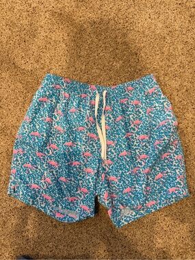 Chubbies blue spot with flamingoes